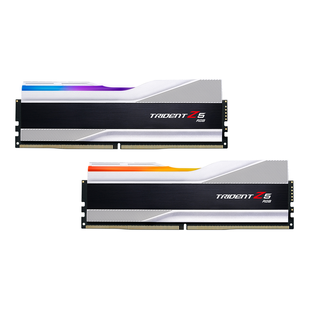 32GB (16GBx2) DDR5 5600MHz RAM (หน่วยความจำ) G.SKILL TRIDENT Z5 RGB (INTEL XMP) (METALLIC SILVER) (F5-5600J2834F16GX2-TZ5RS)
