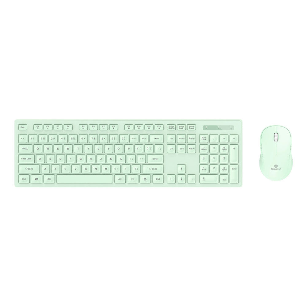WIRELESS KEYBOARD & MOUSE (คีย์บอร์ดและเมาส์) MICROPACK KM-237W KEYBOARD&MOUSE WIRELESS COMBO SET (GREEN)