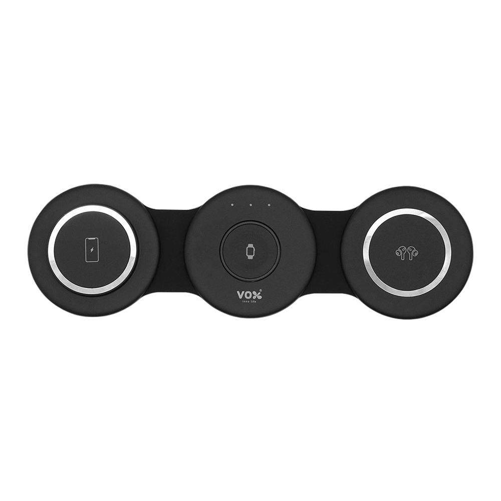 WIRELESS CHARGER (ที่ชาร์จไร้สาย) VOX 3 IN 1 FOLDABLE FOR APPLE - BLACK (F5FOD-VX02-W313)