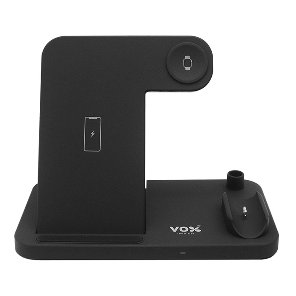 WIRELESS CHARGER (ที่ชาร์จไร้สาย) VOX 4 IN 1 FOLDABLE FOR APPLE - BLACK (F5FOD-VX02-W400)