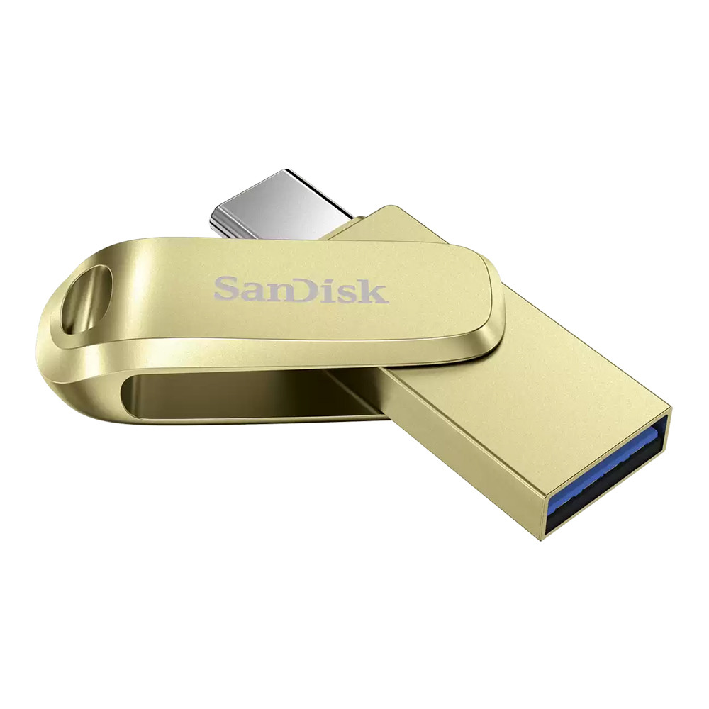 128 GB FLASH DRIVE (แฟลชไดร์ฟ) SANDISK ULTRA DUAL DRIVE LUXE USB TYPE-C - USB 3.2 GEN 1 USB-A & USB-C GOLD SDDDC4-128G-G46GD