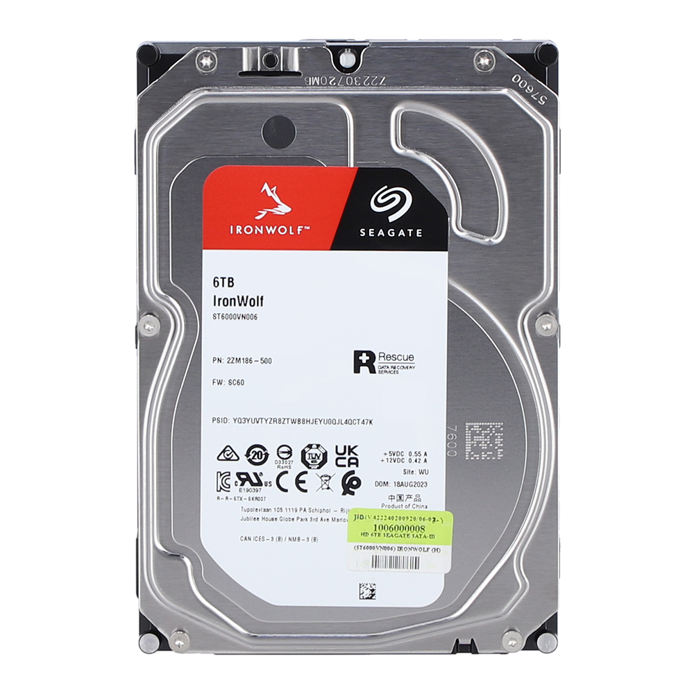 6 TB 3.5 INCH HDD (ฮาร์ดดิสก์ 3.5 นิ้ว) SEAGATE IRONWOLF - 5400RPM SATA3 (ST6000VN006)