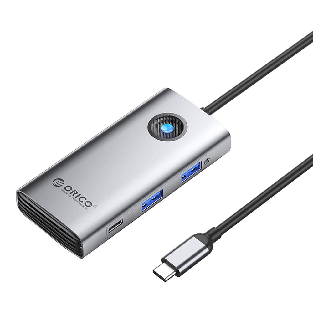 USB-C HUB (ยูเอสบีซีฮับ) ORICO TYPE-C 6-IN-1 5Gbps MULTIFUNCTION DOCKING STATION (GRAY)