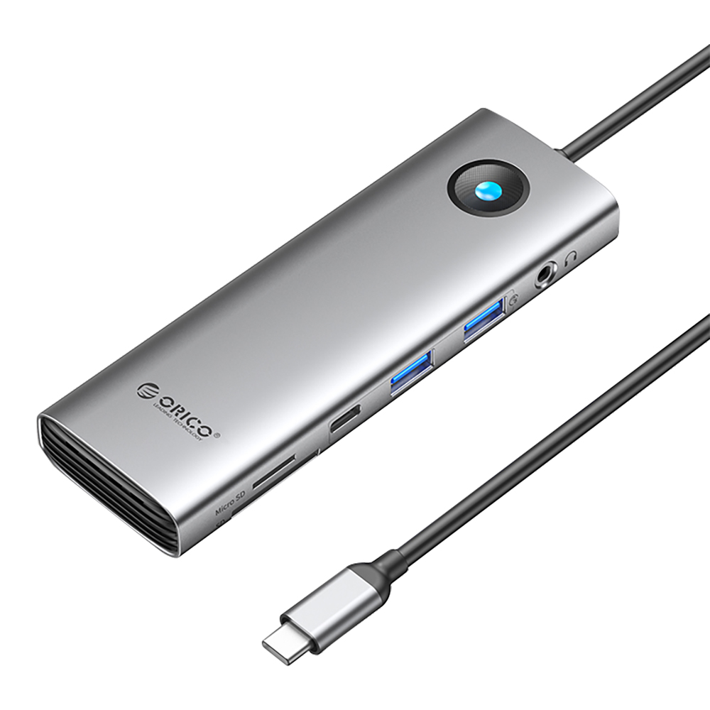 USB-C HUB (ยูเอสบีซีฮับ) ORICO TYPE-C 9-IN-1 5Gbps MULTIFUNCTION DOCKING STATION (GRAY)