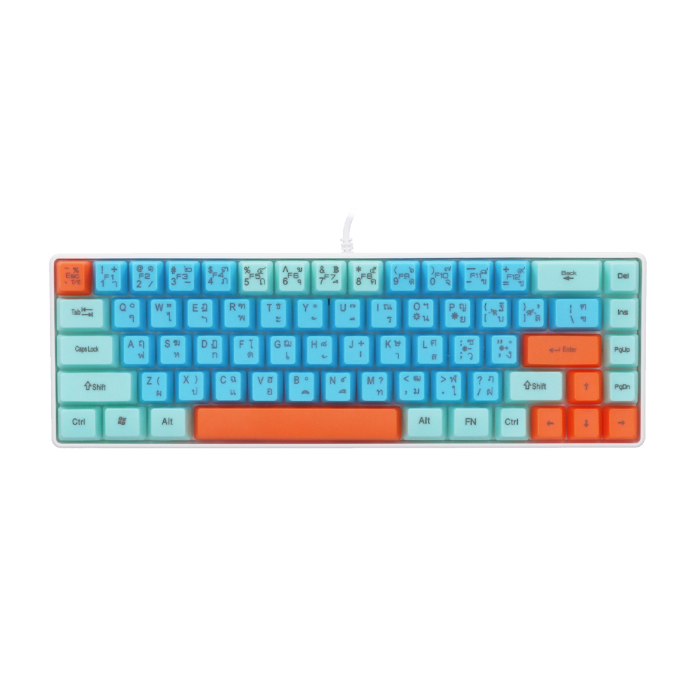 KEYBOARD (คีย์บอร์ด) NEOLUTION E-SPORT CANDY (GREEN-BLUE-ORANGE) (MEMBRANE - RAINBOW LED - EN/TH)