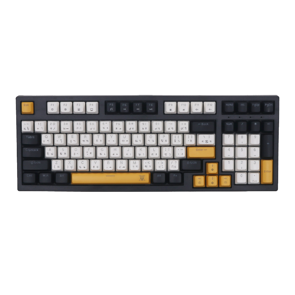 KEYBOARD (คีย์บอร์ด) NUBWO X802 THANATOS (BLACK-WHITE) (BLUE SWITCH - MINI RGB - EN/TH)
