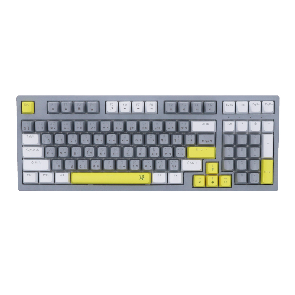 KEYBOARD (คีย์บอร์ด) NUBWO X802 THANATOS (GRAY-WHITE) (BLUE SWITCH - MINI RGB - EN/TH)