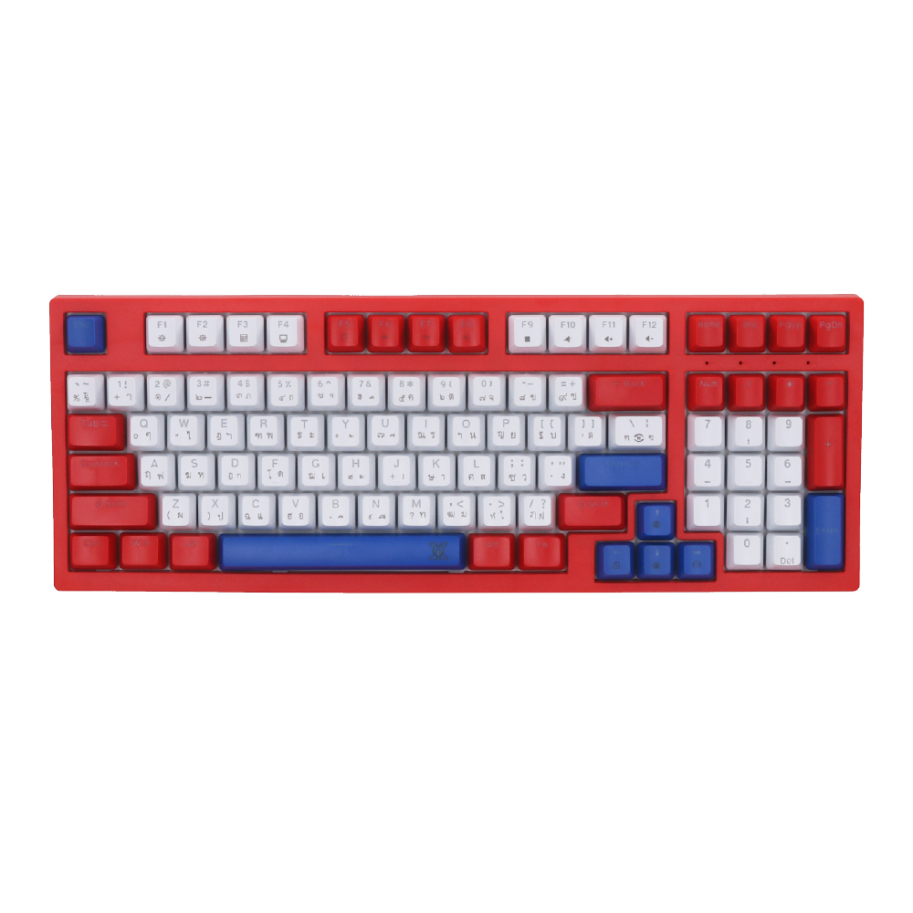 KEYBOARD (คีย์บอร์ด) NUBWO X802 THANATOS (RED-WHITE) (RED SWITCH - MINI RGB - EN/TH)