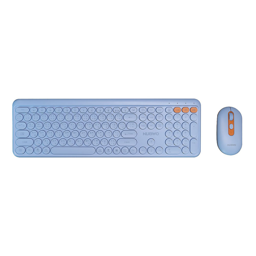 KEYBOARD & MOUSE WIRELESS (คีย์บอร์ดและเมาส์ไร้สาย) NUBWO NKM638 - BLUETOOTH COMBO SET BLUE