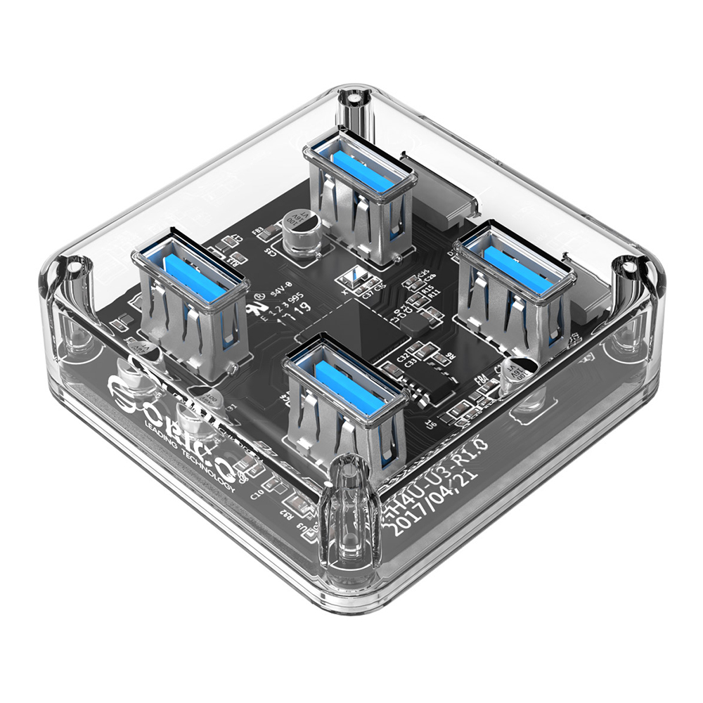 USB-C HUB (ยูเอสบีซีฮับ) ORICO 4-PORT CLEAR USB 3.0 HUB (TRANSPARENT)