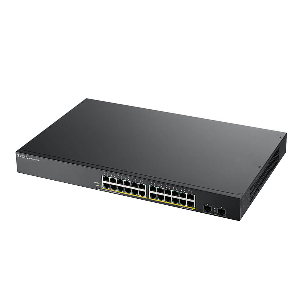 SWITCH (สวิตซ์) ZYXEL 24-PORT GBE L2 POE SMART SWITCH + 2 SFP SLOTS (GS1900-24HPv2)