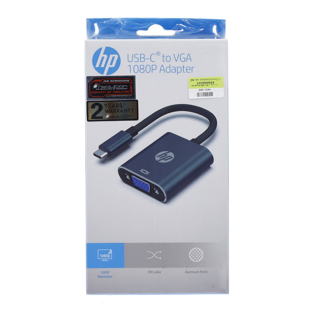 ADAPTER/CONVERTER (อุปกรณ์แปลงสัญญาณ) HP USB-C TO VGA 1080P ADAPTER (DHC-CT201)