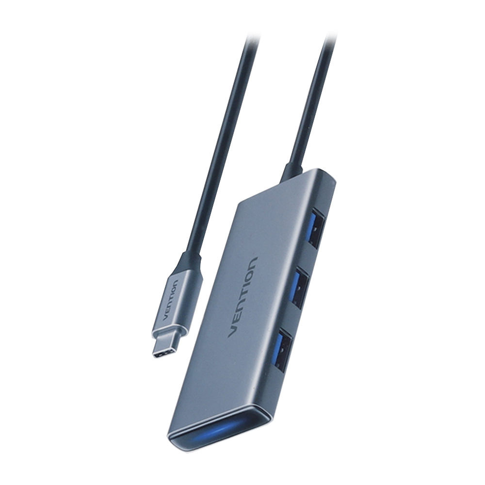 USB-C HUB (ยูเอสบีซีฮับ) VENTION USB-C TO HDMI/USB 3.0X3/SD/TF/PD DOCKING STATION ALUMINUM ALLOY TYPE (GRAY) (TOPHB)