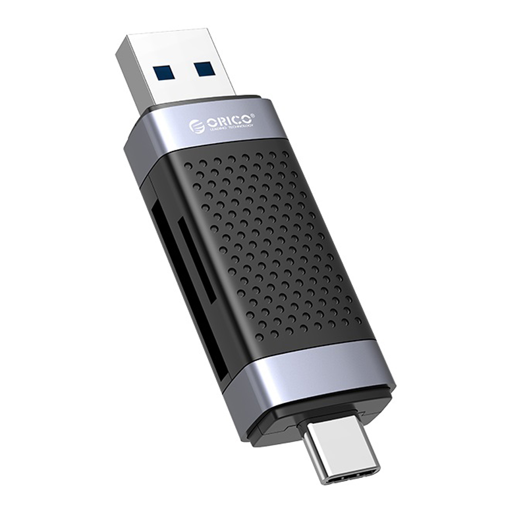 USB-C CARD READER (การ์ดรีดเดอร์ยูเอสบีซี) ORICO TF+SD DUAL PORT USB3.0 DUAL HEAD CARD READER (CD2D-AC3-BK-BP)