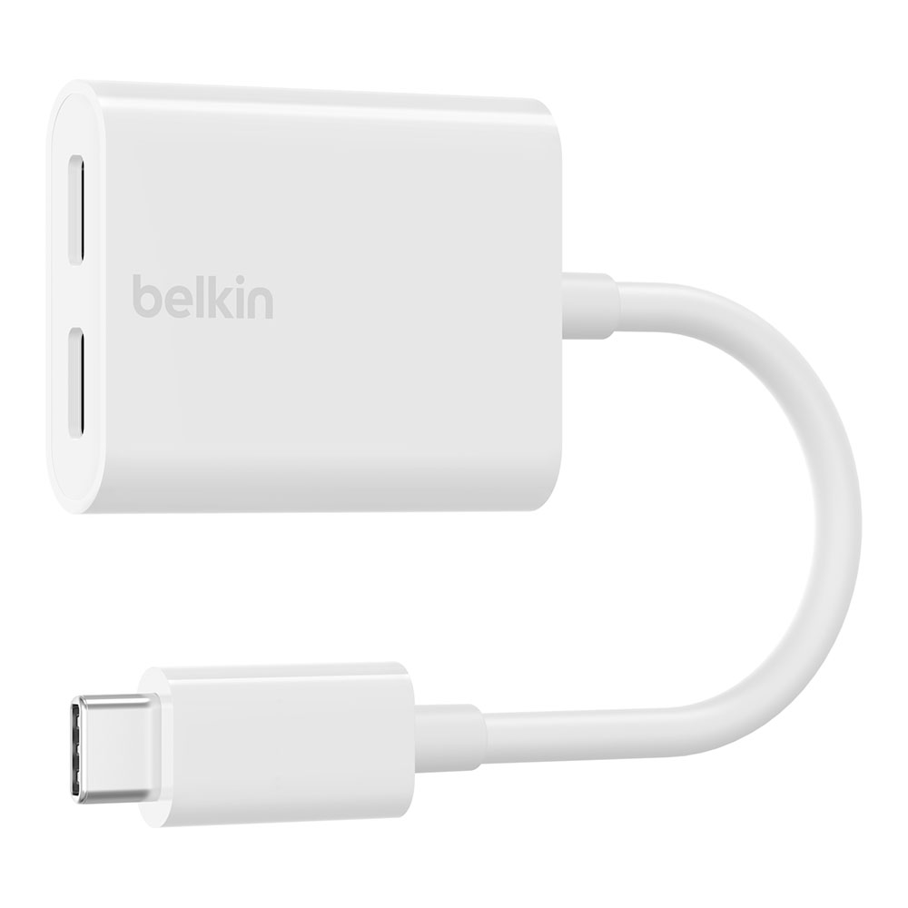 ADAPTER (อุปกรณ์แปลงสัญญาณ) BELKIN ROCKSTAR USB-C AUDIO + CHARGE ADAPTER (WHITE) (F7U081BTWH)