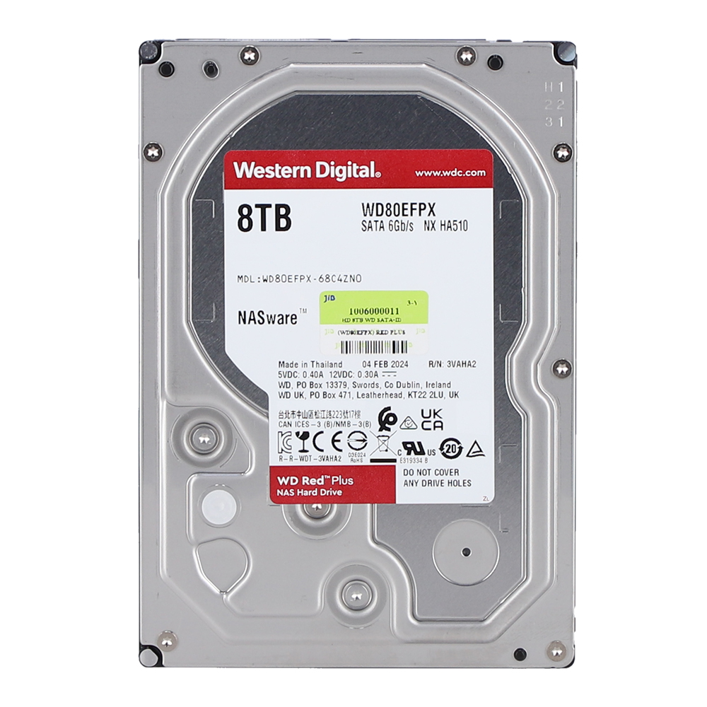 8 TB 3.5 INCH HDD (ฮาร์ดดิสก์ 3.5 นิ้ว) WD RED PLUS - 5640RPM SATA3 (WD80EFPX)