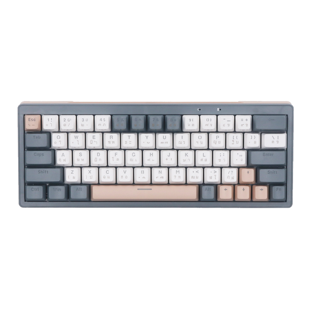 WIRELESS KEYBOARD (คีย์บอร์ดไร้สาย) FANTECH ATOM PRO63 MK912 (GRAY) (RED SWITCH - RGB - EN/TH)