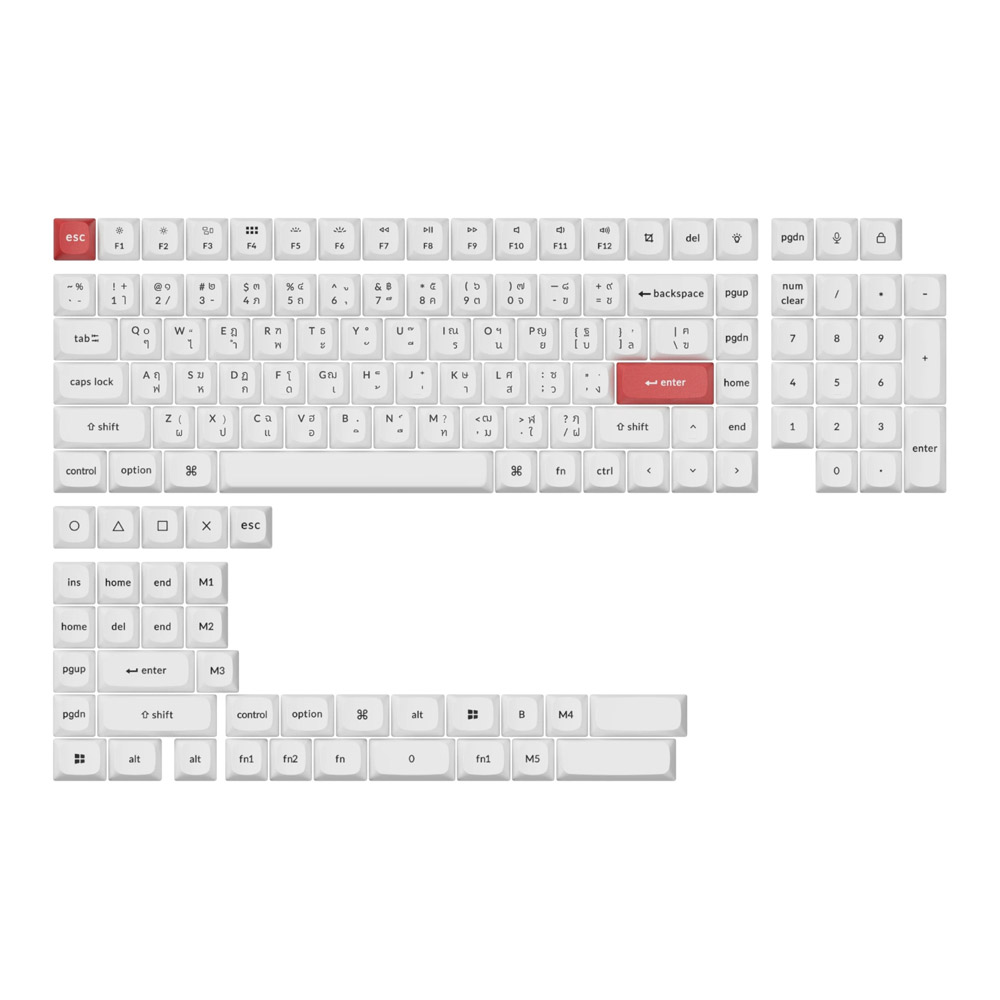 KEYCAP (คีย์แคป) KEYCHRON THAI DOUBLE SHOT PBT OSA FULL SET KEYCAP SET (WHITE) (EN/TH) (PBT-55TH)