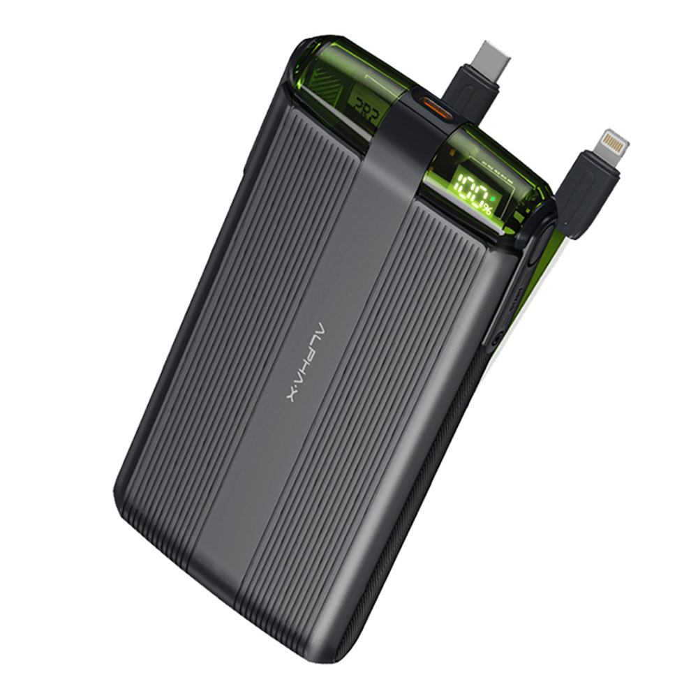 POWER BANK (พาวเวอร์แบงค์) ALPHA-X PWB ALP10-18PD20W WITH CABLE 10K mAh (BLACK)