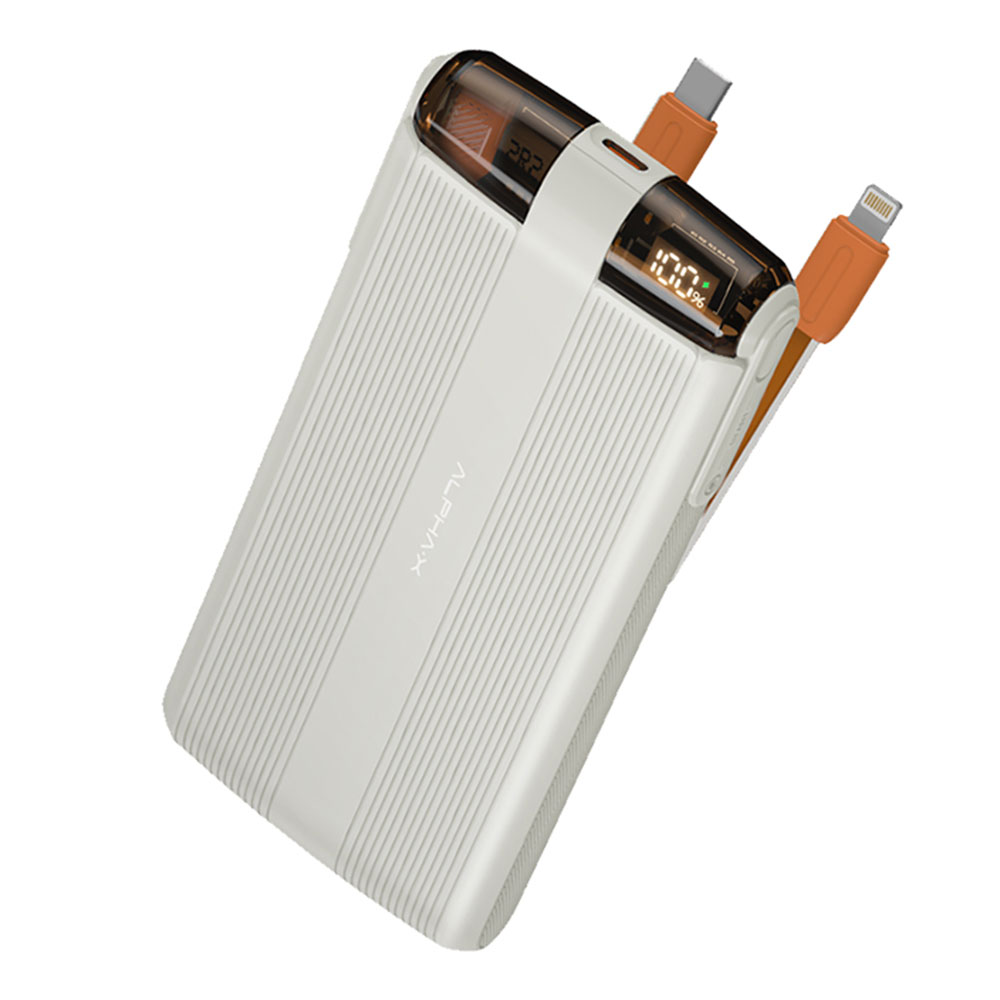 POWER BANK (พาวเวอร์แบงค์) ALPHA-X PWB ALP10-18PD20W WITH CABLE 10K mAh (BEIGE)