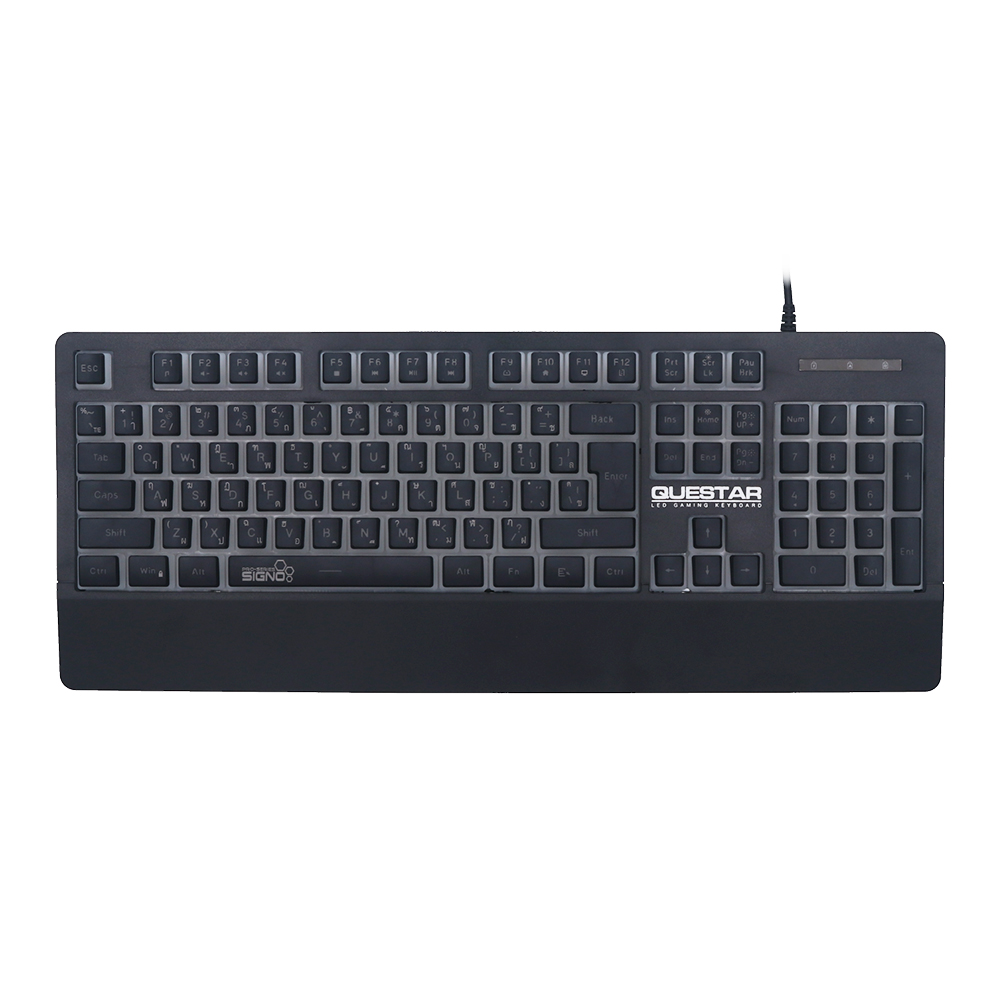 KEYBOARD (คีย์บอร์ด) SIGNO KB-713BLK QUESTAR (BLACK) (RUBBER DOME - LED - EN/TH)