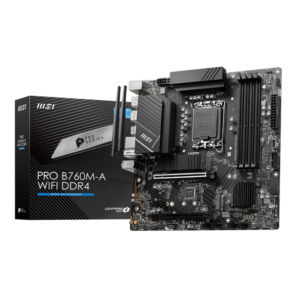 MAINBOARD (เมนบอร์ด) MSI PRO B760M-A WIFI DDR4 (INTEL SOCKET 1700 DDR4 MICRO-ATX)