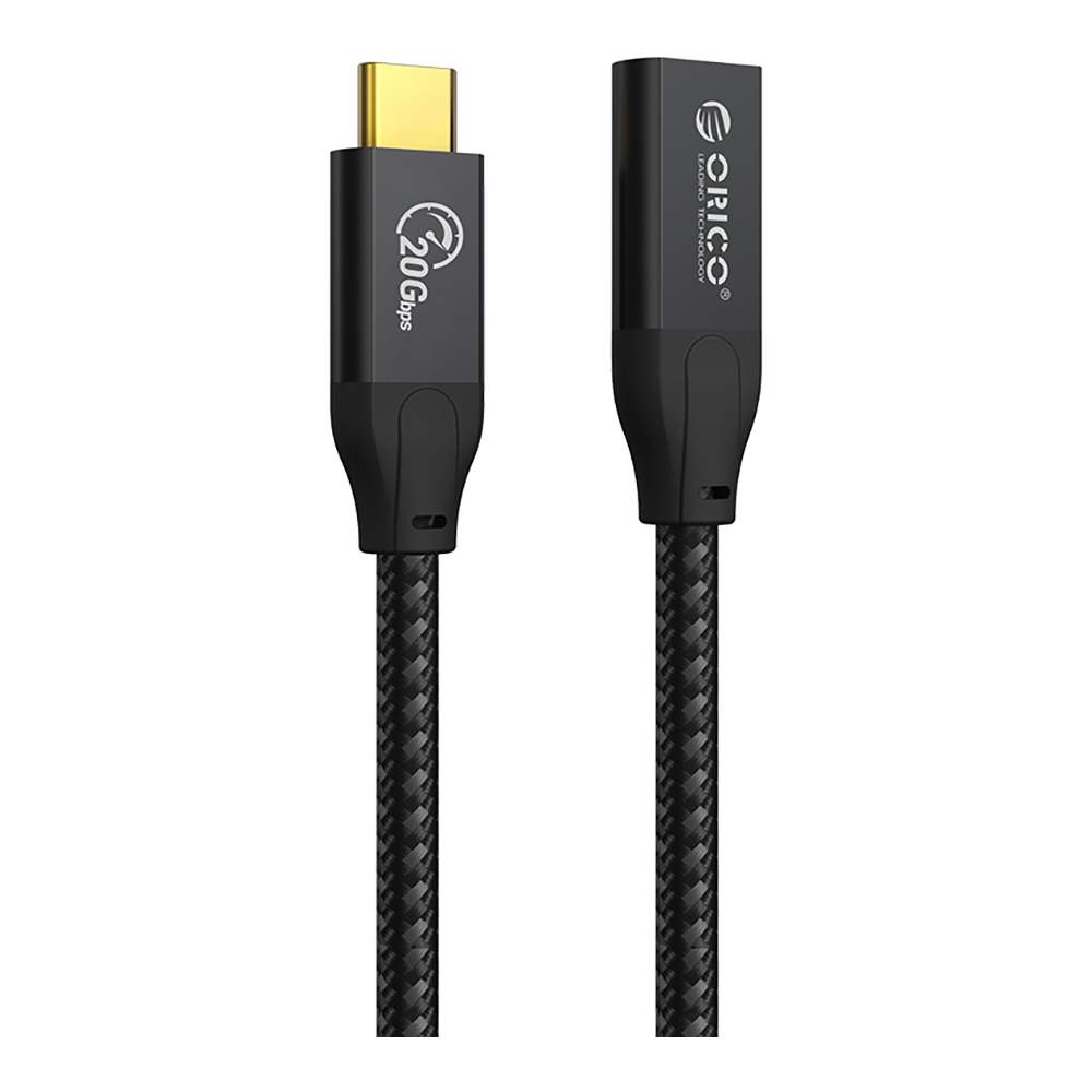 USB-C CABLE (สายยูเอสบีซี) ORICO USB-C 3.2 GEN2X2 HIGH-SPEED EXTENSION CABLE (BLACK) (CY32-10-BK-BP-HW)