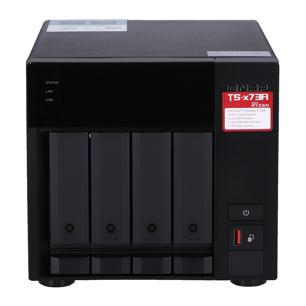 NAS (อุปกรณ์จัดเก็บข้อมูลบนเครือข่าย) QNAP TS-473A-SW5T - (4 BAY - AMD RYZEN V1500B 4-CORE/8-THREAD 2.2 GHz - 8GB SODIMM DDR4 + 5PORTS 2.5GbE SWITCH)