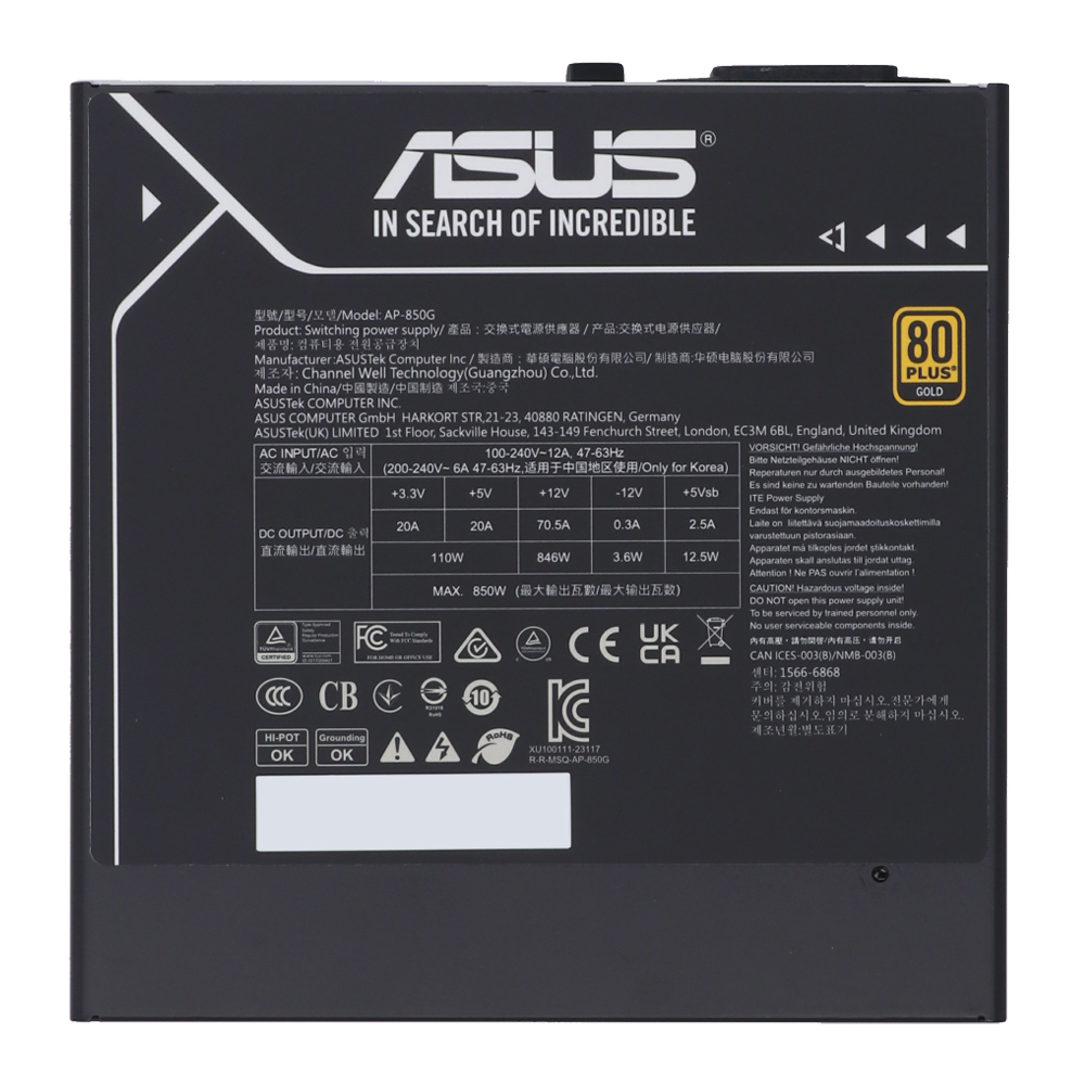 Asus Prime 850W Gold - 850W 80 PLUS Gold White-Black ATX (AP-850G)