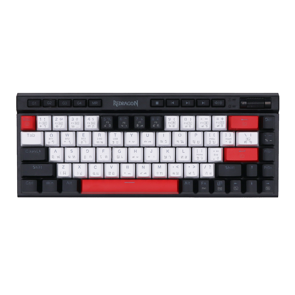WIRELESS KEYBOARD (คีย์บอร์ดไร้สาย) REDRAGON K635 MAGIC-WAND MINI PRO (BLACK-WHITE-RED) (BROWN SWITCH RGB EN/TH)