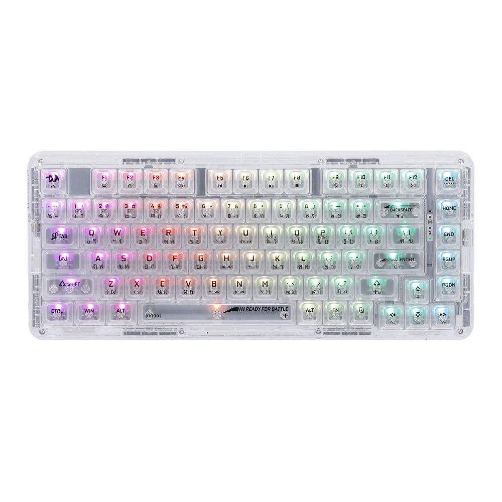 WIRELESS KEYBOARD (คีย์บอร์ดไร้สาย) REDRAGON K649CT ELF PRO (TRANSPARENT) (CRYSTAL SWITCH RGB EN/TH)
