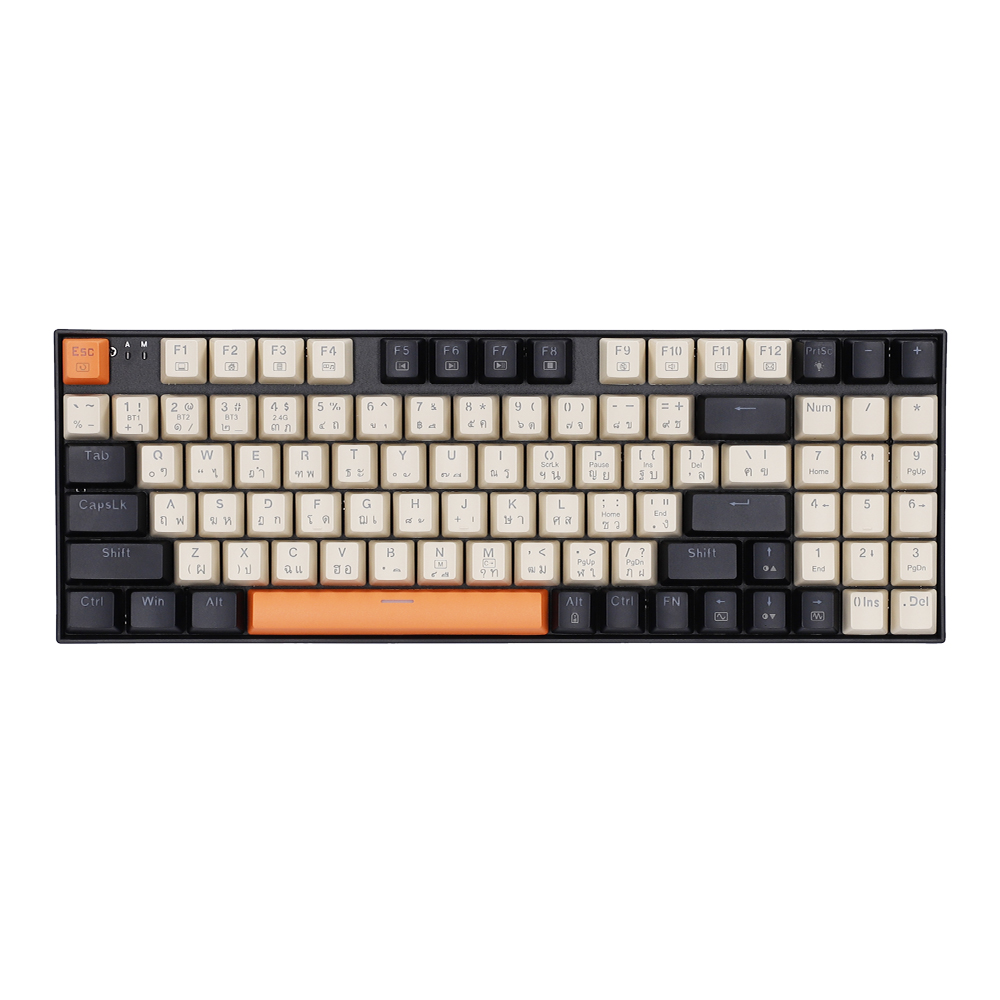 WIRELESS KEYBOARD (คีย์บอร์ดไร้สาย) REDRAGON K669 ZIGGS PRO (BLACK-WHITE-ORANGE) (RED SWITCH RGB EN/TH)