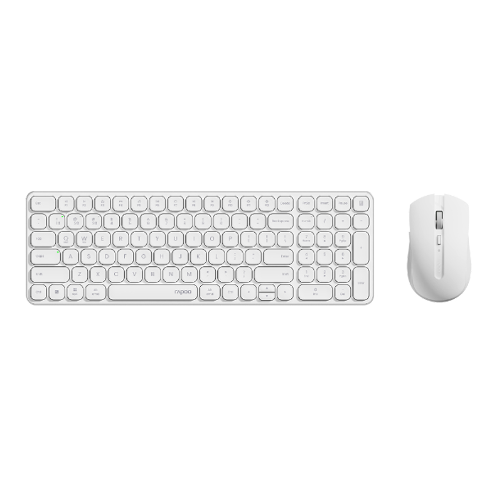 KEYBOARD & MOUSE (คีย์บอร์ดและเมาส์ไร้สาย) RAPOO 9350S EN/TH - WHITE (9350S-WH)