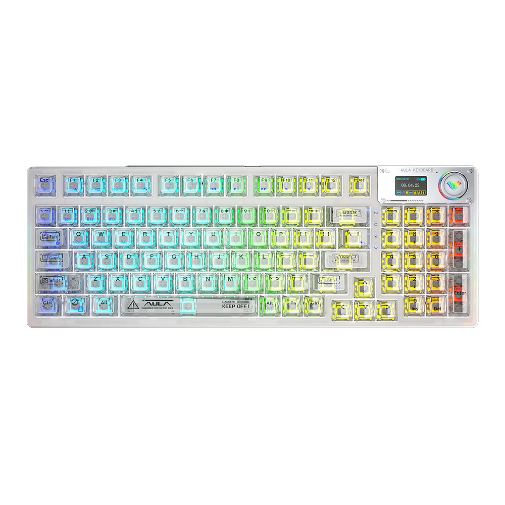 WIRELESS KEYBOARD (คีย์บอร์ดไร้สาย) AULA F98PRO GASKET MECHANICALl (WHITE) (WHITE SWITCH) (TH/EN)