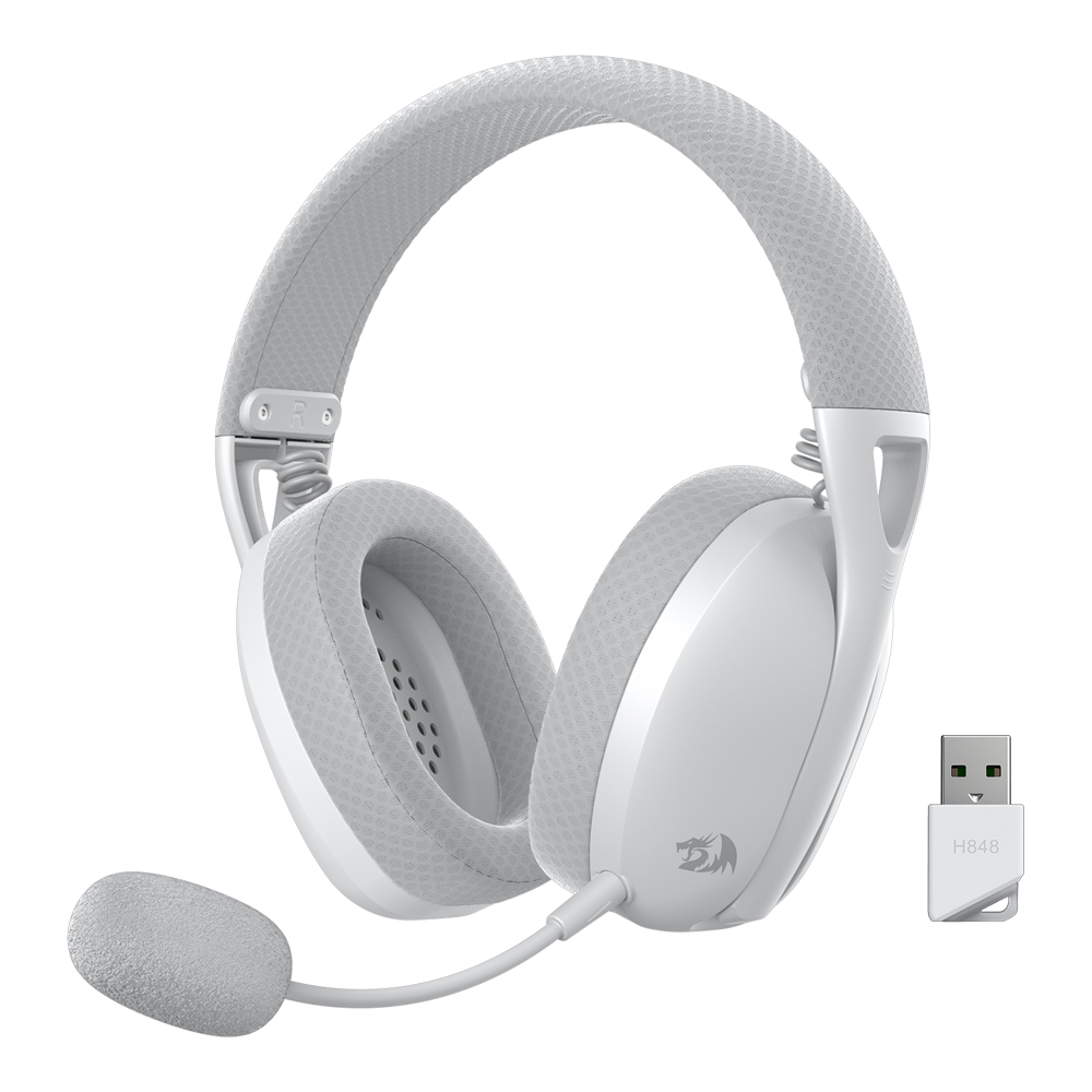 WIRELESS HEADSET (หูฟังไร้สาย) REDRAGON H848 PRO (GREY WHITE)