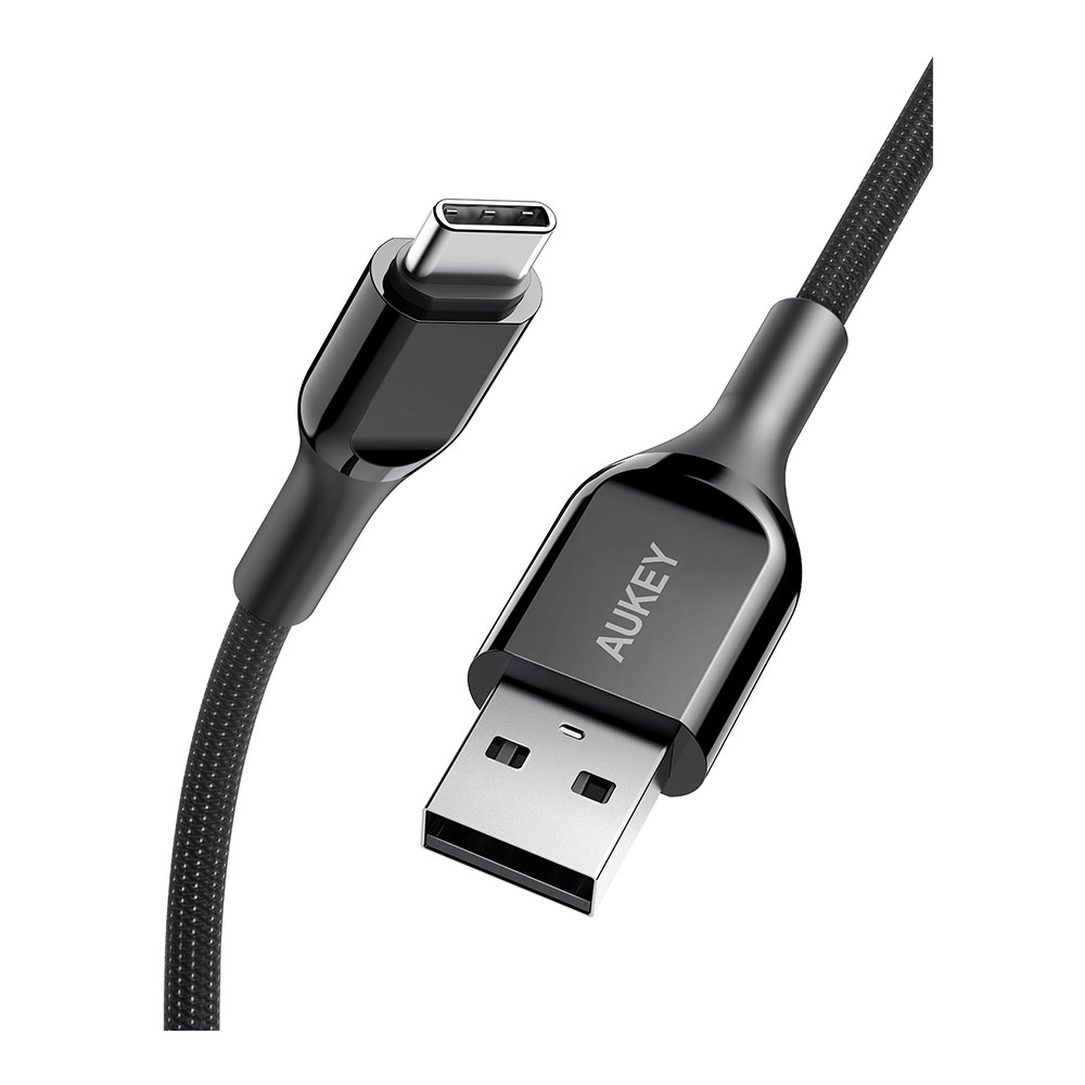 CHARGER CABLE (สายชาร์จ) AUKEY USB-A TO USB-C BRAIDED CABLE (CB-CD43) 1 M. (BLACK)