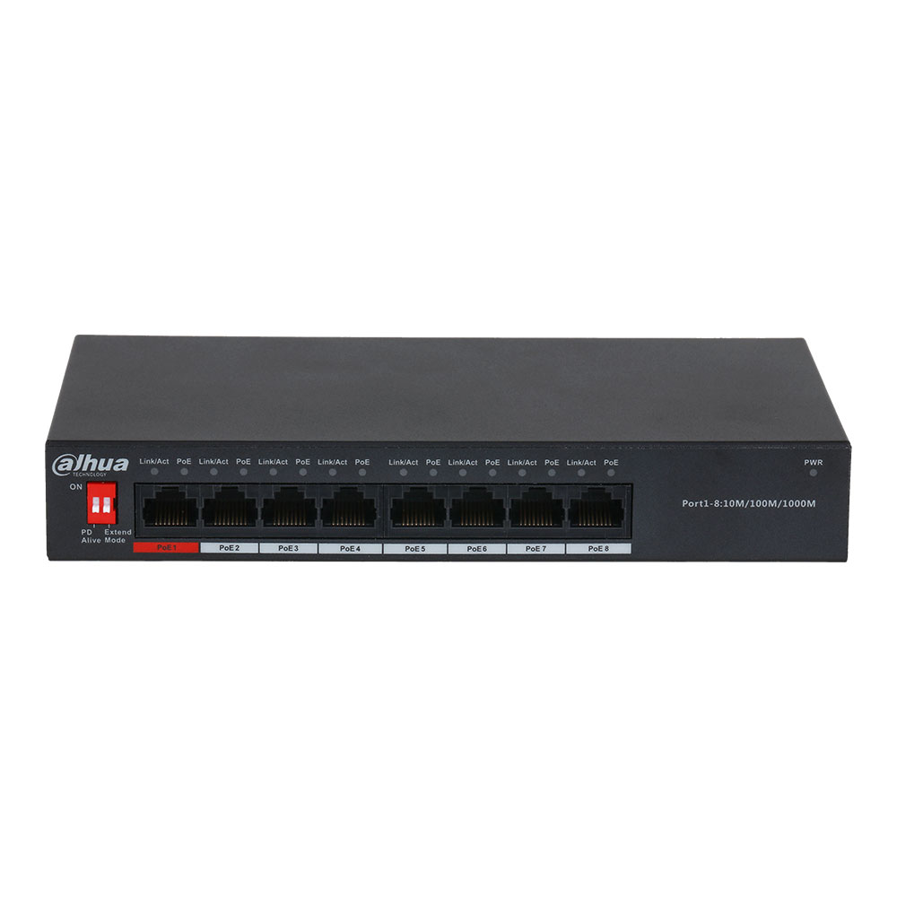 SWITCH (สวิตซ์) DAHUA SWITCH HUB 8-PORT UNMANAGED DESKTOP SWITCH WITH 8 PORT POE (DH-PFS3008-8GT-96)