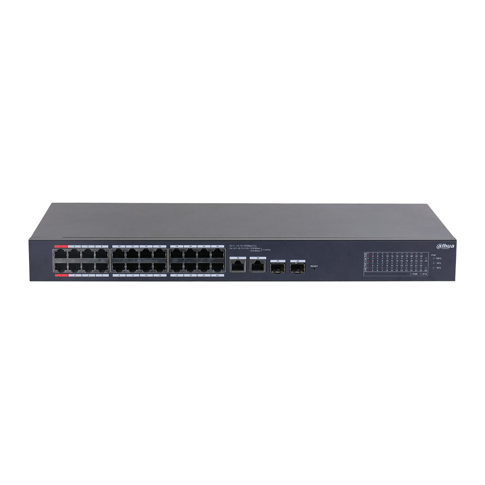 SWITCH (สวิตซ์) DAHUA SWITCH HUB 26-PORT CLOUD MANAGED DESKTOP SWITCH WITH 24-PORT POE (DH-CS4226-24ET-375)