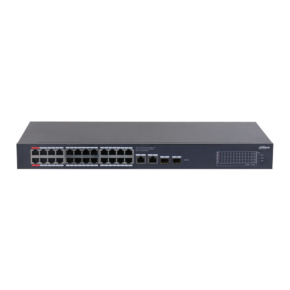 SWITCH (สวิตซ์) DAHUA SWITCH HUB 28-PORT CLOUD MANAGED DESKTOP GIGABIT SWITCH WITH 24-PORT POE (DH-CS4228-24GT-240)