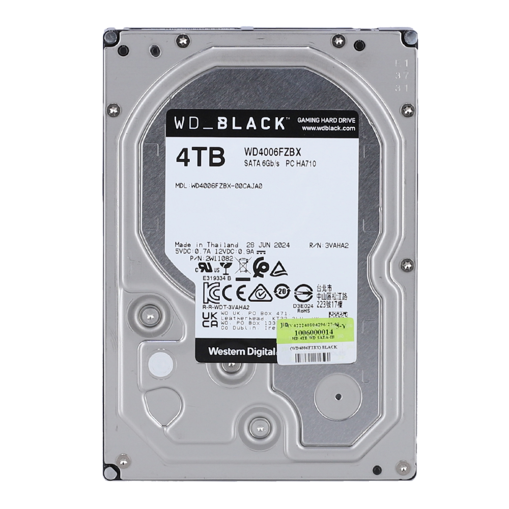4 TB 3.5 INCH HDD (ฮาร์ดดิสก์ 3.5 นิ้ว) WD BLACK - 7200RPM SATA3 (WD4006FZBX)