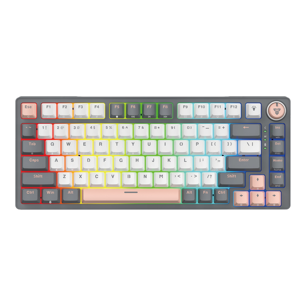 WIRELESS KEYBOARD (คีย์บอร์ดไร้สาย) FANTECH MK913 ATOM PR083 (GRAY) (BLUE SWITCH RGB EN/TH)