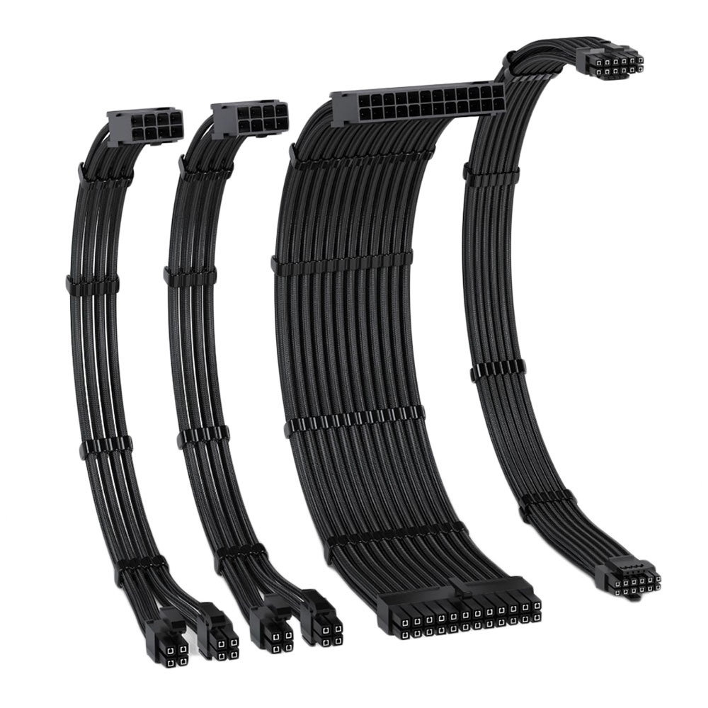 SLEEVED CABLE (สายถัก) EZDIY-FAB 16AWG PSU 12VHPWR M CABLE EXTENSION 4 CABLES (BLACK) (EZDPI213)