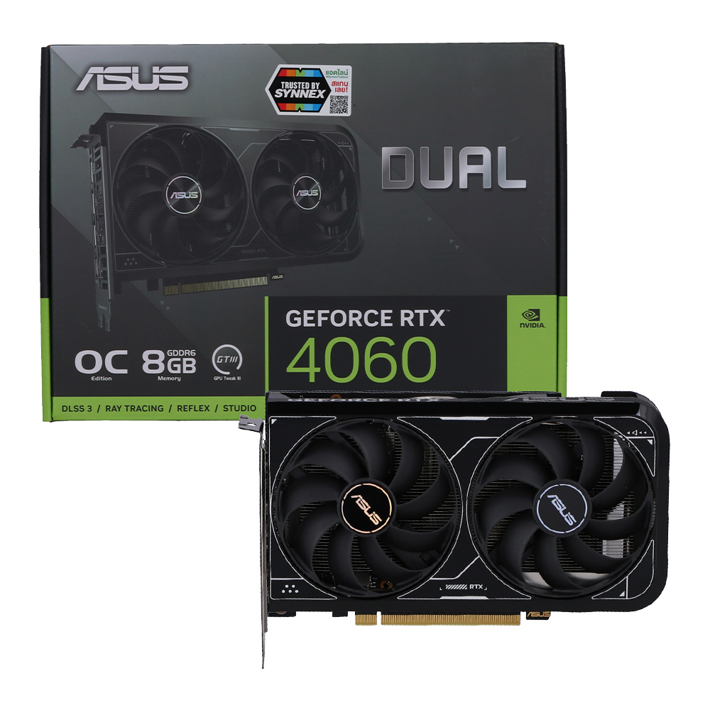 VGA (การ์ดแสดงผล) ASUS DUAL GEFORCE RTX 4060 V2 OC EDITION 8GB GDDR6 (DUAL-RTX4060-O8G-V2)