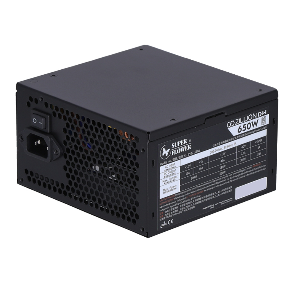 POWER SUPPLY (อุปกรณ์จ่ายไฟ) SUPER FLOWER ZILLION DW WHITE - 650W 650W 80 PLUS BLACK ATX