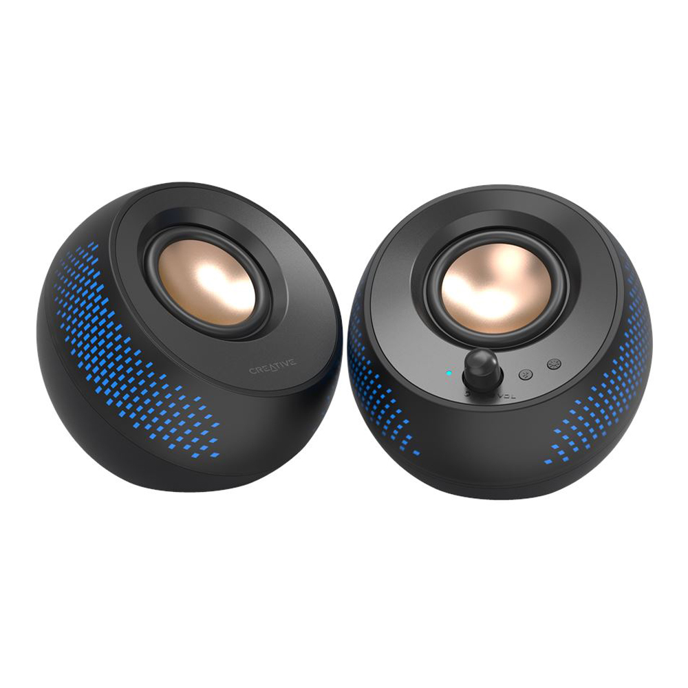 BLUETOOTH SPEAKER (ลำโพงบลูทูธ) CREATIVE PEBBLE X - 2.0 USB-C SPEAKERS WITH CUSTOMIZABLE RGB LIGHTING BLACK