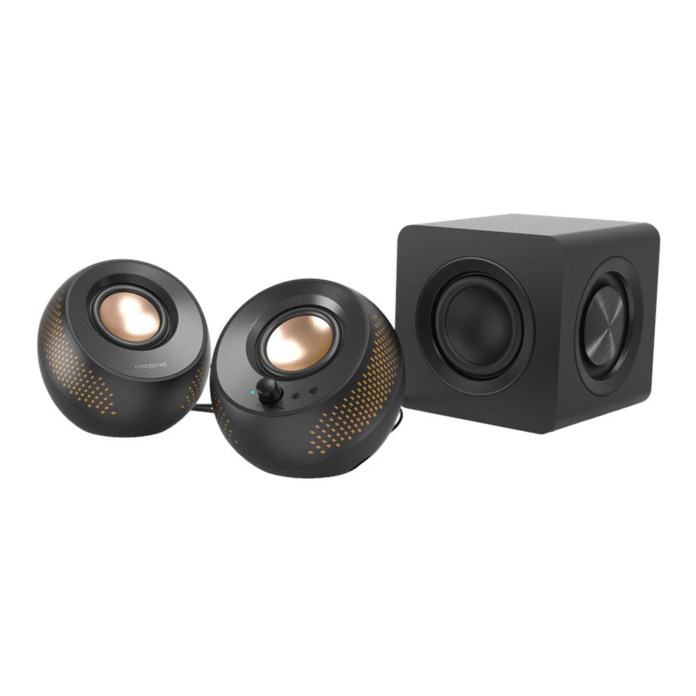 BLUETOOTH SPEAKER (ลำโพงบลูทูธ) CREATIVE PEBBLE X PLUS - 2.1 USB-C SPEAKERS CUSTOMIZABLE RGB LIGHTING BLACK