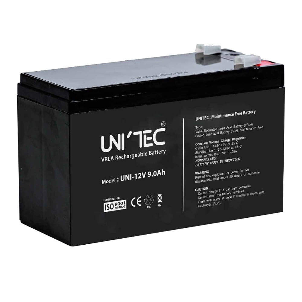 BATTERIES (แบตเตอรี่สำหรับเครื่องสำรองไฟ) UNITEC UNI-12V 9.0AH