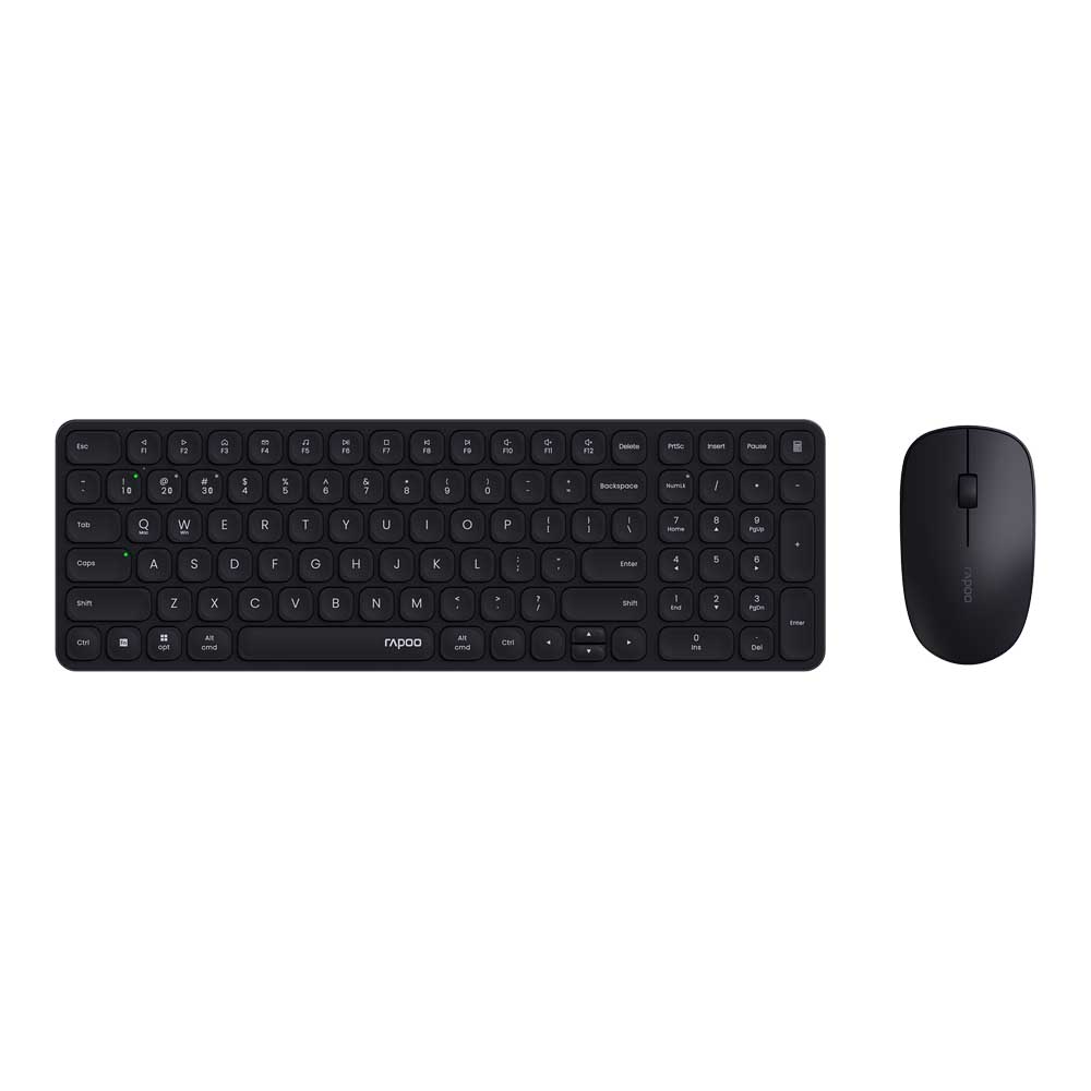 KEYBOARD & MOUSE (คีย์บอร์ดและเมาส์ไร้สาย) RAPOO 9320M MULTI-MODE (BLACK) (9320M-BK)