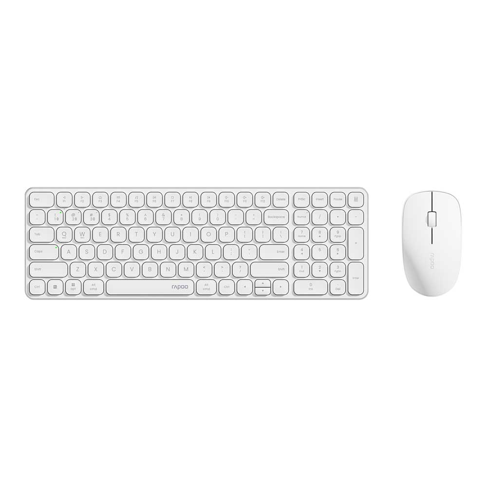 KEYBOARD & MOUSE (คีย์บอร์ดและเมาส์ไร้สาย) RAPOO 9320M MULTI-MODE (WHITE) (9320M-WH)