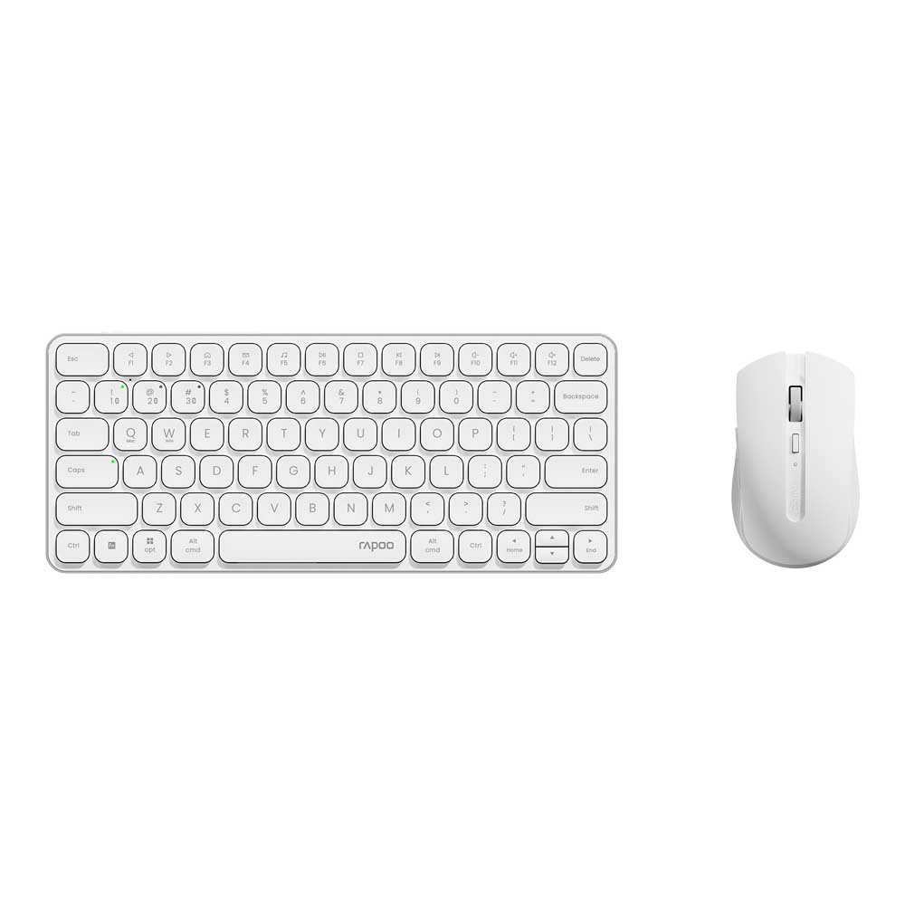 KEYBOARD & MOUSE (คีย์บอร์ดและเมาส์ไร้สาย) RAPOO 9050S MULTI-MODE (WHITE) (9050S-WH)